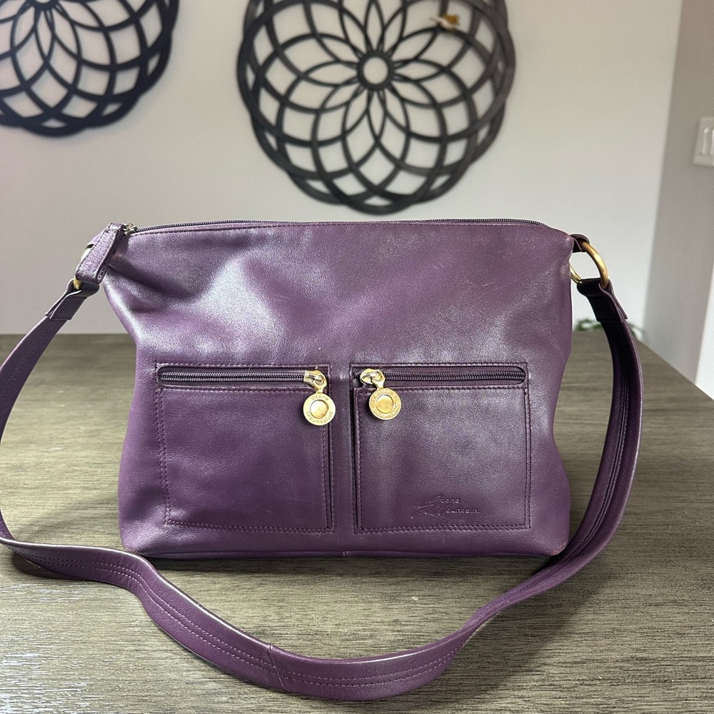 Vintage Stone Mountain Purple shoulder Bag with Strap with gold hardware
